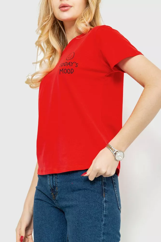 Купити Футболка жіноча з принтом, колір червоний, 221R3013 - Фото №3