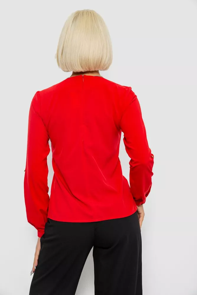 Купити Блуза однотонна  -уцінка, колір червоний, 230R306-U-80 - Фото №4