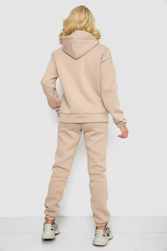 Купить Спортивный костюм женский на флисе на молнии  -уценка, цвет светло-бежевый, 247R1060-U-9 - Фото №4