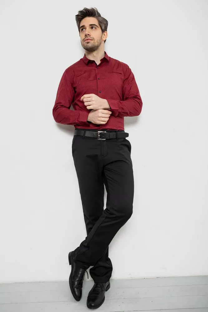 Купити Сорочка чоловіча з принтом, колір бордовий, 186R2009 - Фото №2