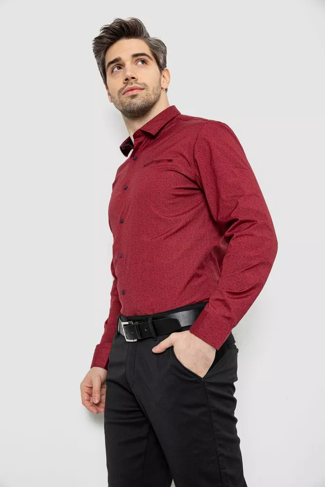 Купити Сорочка чоловіча з принтом, колір бордовий, 186R2009 - Фото №3