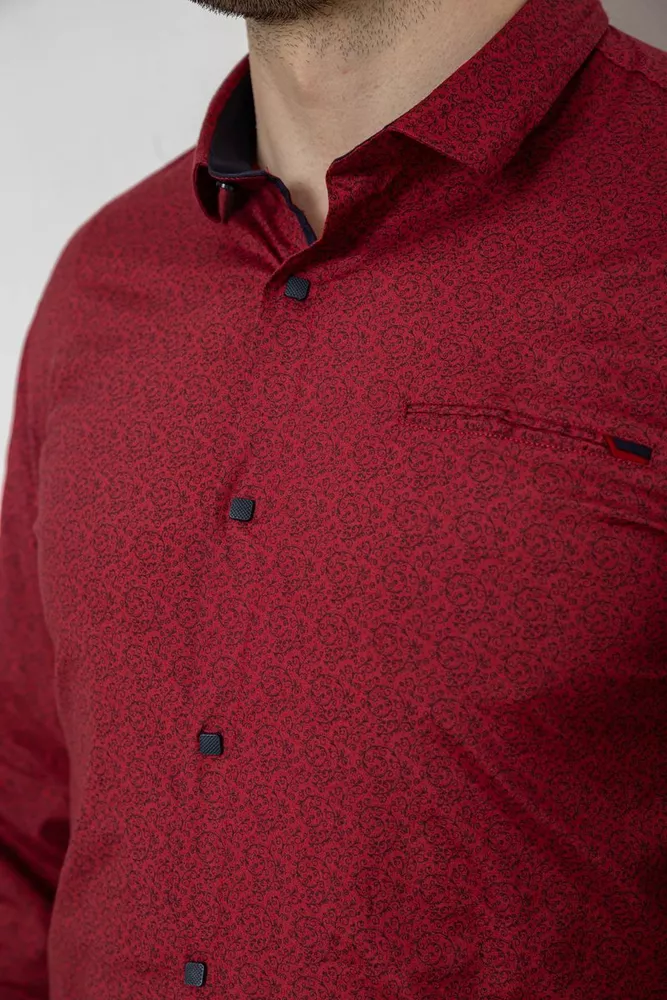Купити Сорочка чоловіча з принтом, колір бордовий, 186R2009 - Фото №5