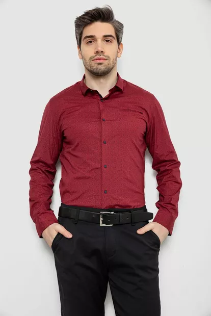 Сорочка чоловіча з принтом, колір бордовий, 186R2009