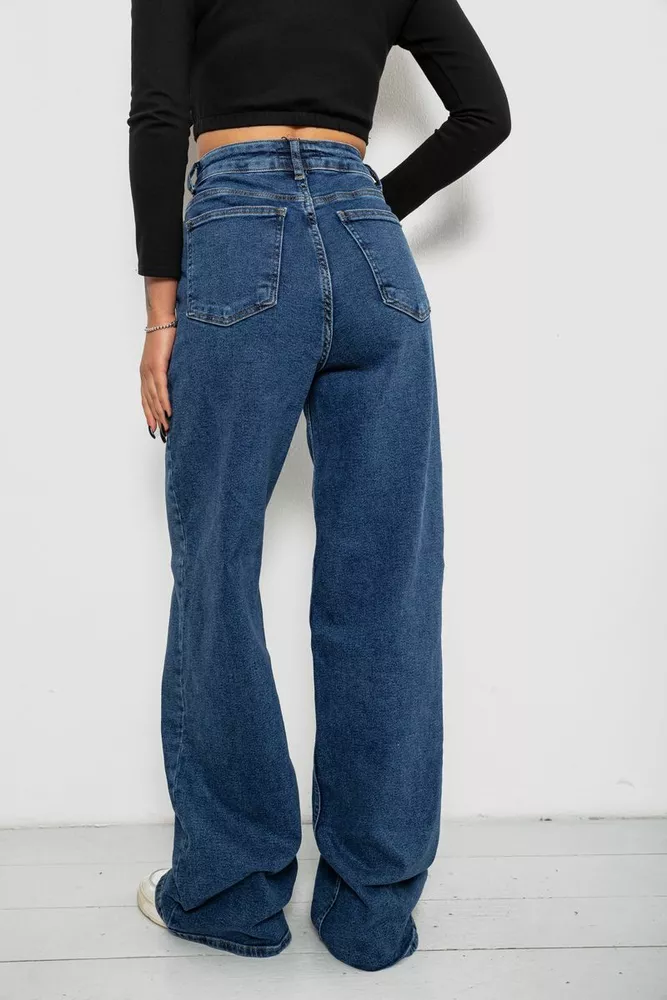 Купити Джинси жіночі однотонні Wide Leg, колір синій, 244R00364 - Фото №4