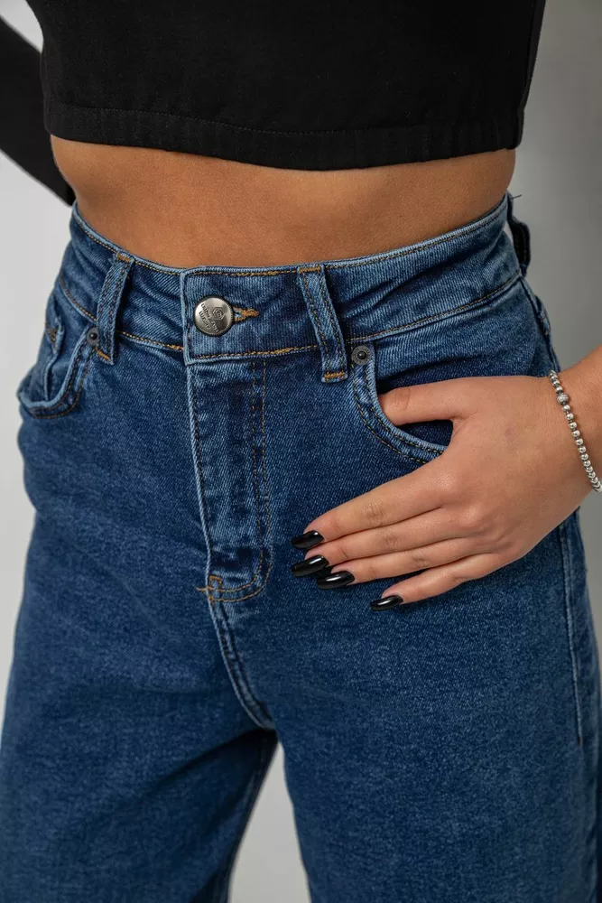 Купити Джинси жіночі однотонні Wide Leg, колір синій, 244R00364 - Фото №5