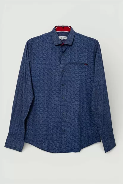 Сорочка чоловіча з принтом, колір синій, 186R2009
