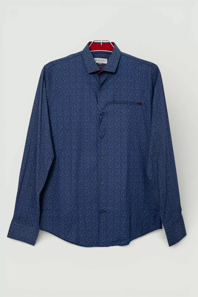 Купить Рубашка мужская с принтом, цвет синий, 186R2009 - Фото №1