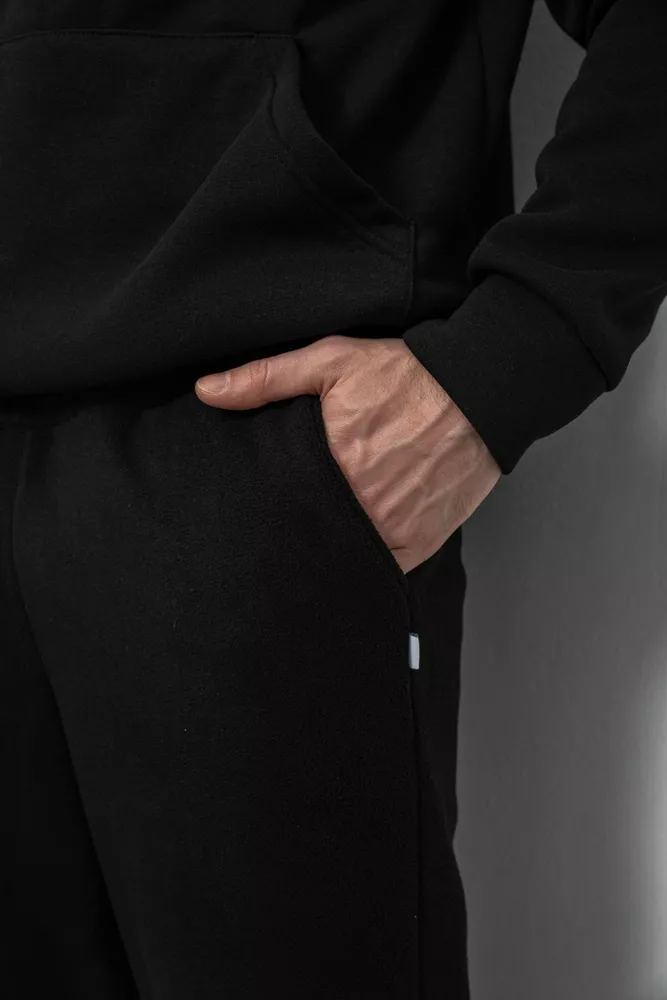 Купити Спортивні штани чоловічі однотонні на поларфлісі, колір чорний, 257R20 оптом - Фото №5