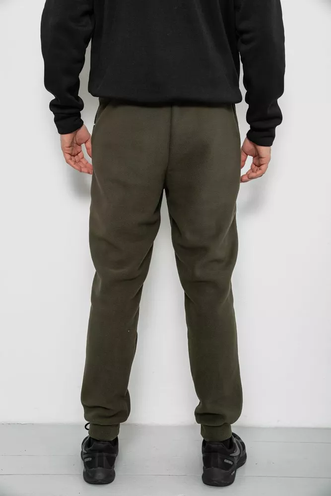 Купити Спортивні штани чоловічі однотонні на поларфлісі, колір хакі, 257R20 оптом - Фото №4