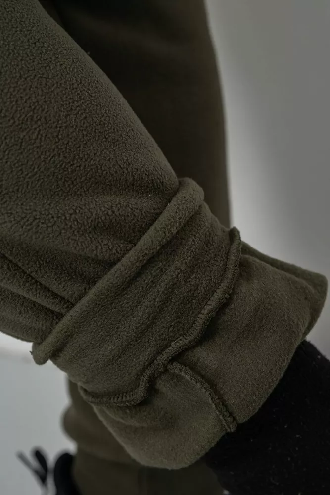 Купити Спортивні штани чоловічі однотонні на поларфлісі, колір хакі, 257R20 оптом - Фото №6