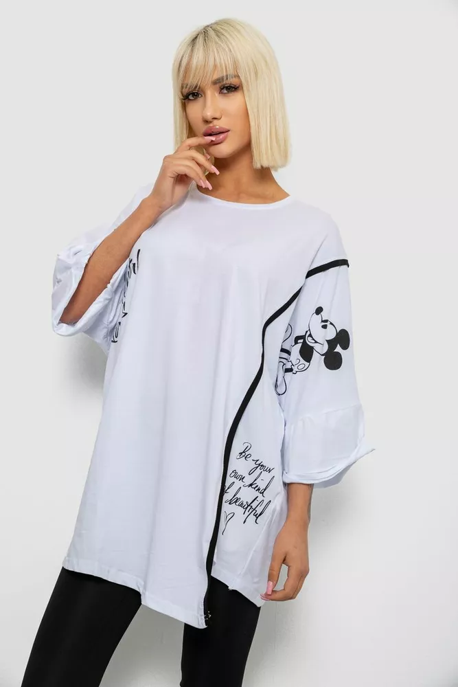 Купить Футболка женская с принтом, цвет белый, 244R4007 - Фото №1