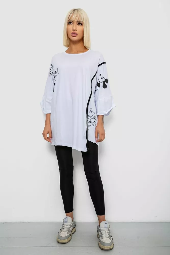 Купить Футболка женская с принтом, цвет белый, 244R4007 - Фото №2