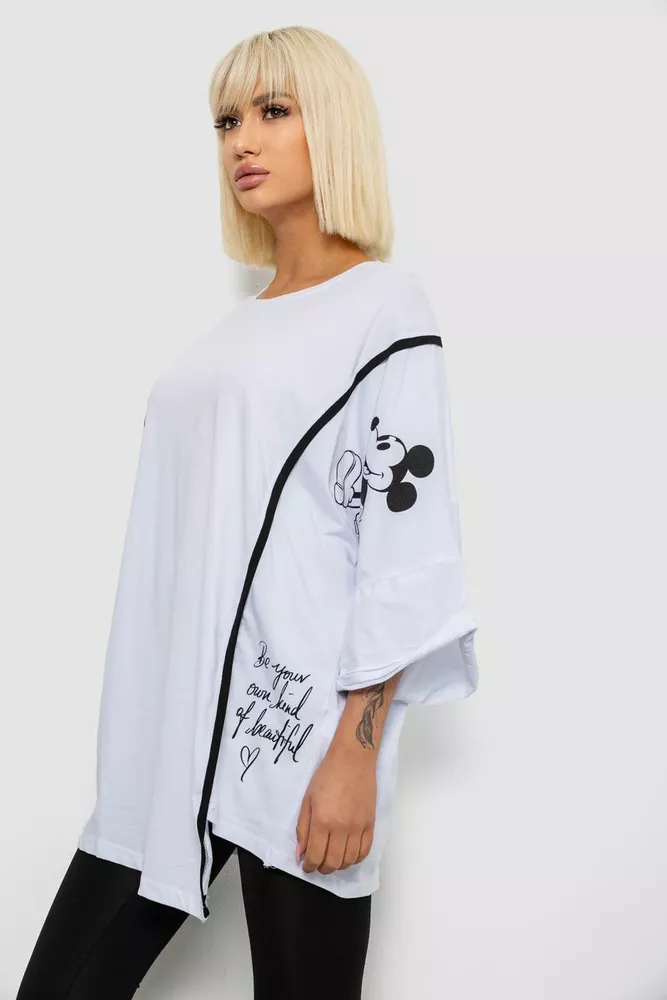 Купить Футболка женская с принтом, цвет белый, 244R4007 - Фото №3