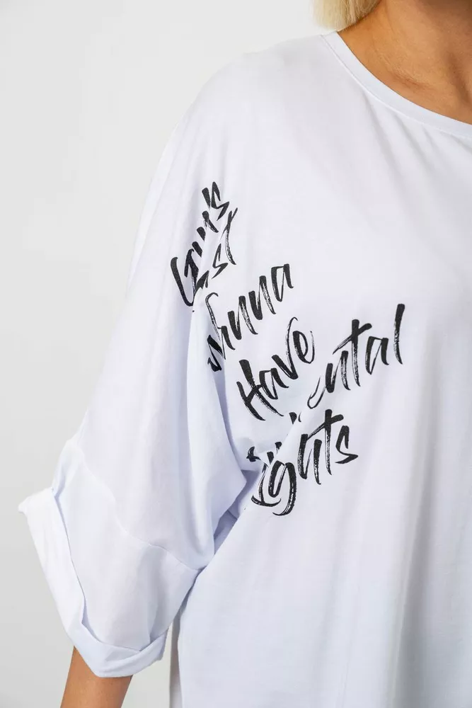 Купить Футболка женская с принтом, цвет белый, 244R4007 - Фото №5