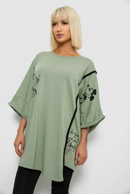 Футболка женская с принтом, цвет оливковый, 244R4007