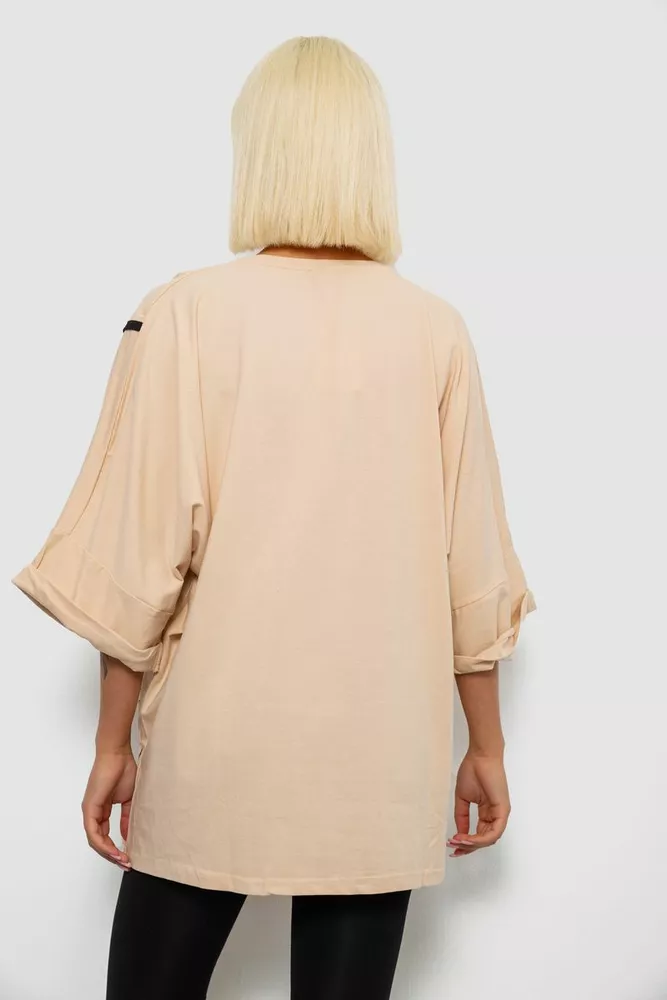 Купити Футболка жіноча з принтом, колір бежевий, 244R4007 - Фото №4