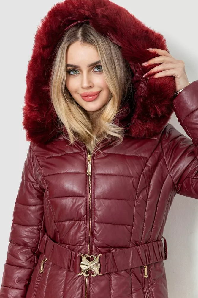 Купити Куртка жіноча зимова, колір бордовий, 244R709 оптом - Фото №7