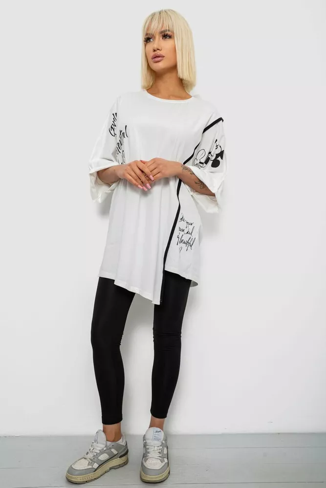 Купить Футболка женская с принтом, цвет молочный, 244R4007 - Фото №2