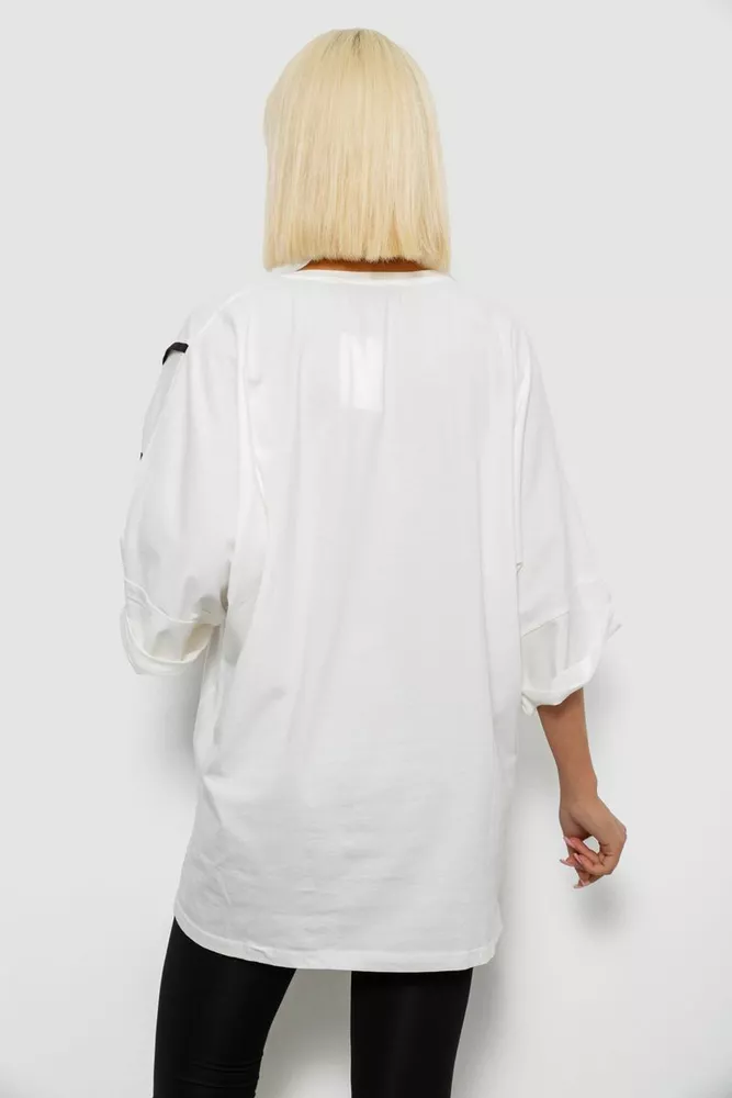 Купить Футболка женская с принтом, цвет молочный, 244R4007 - Фото №4