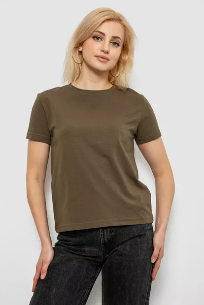 Футболка женская однотонная, цвет хаки, 244R802-5