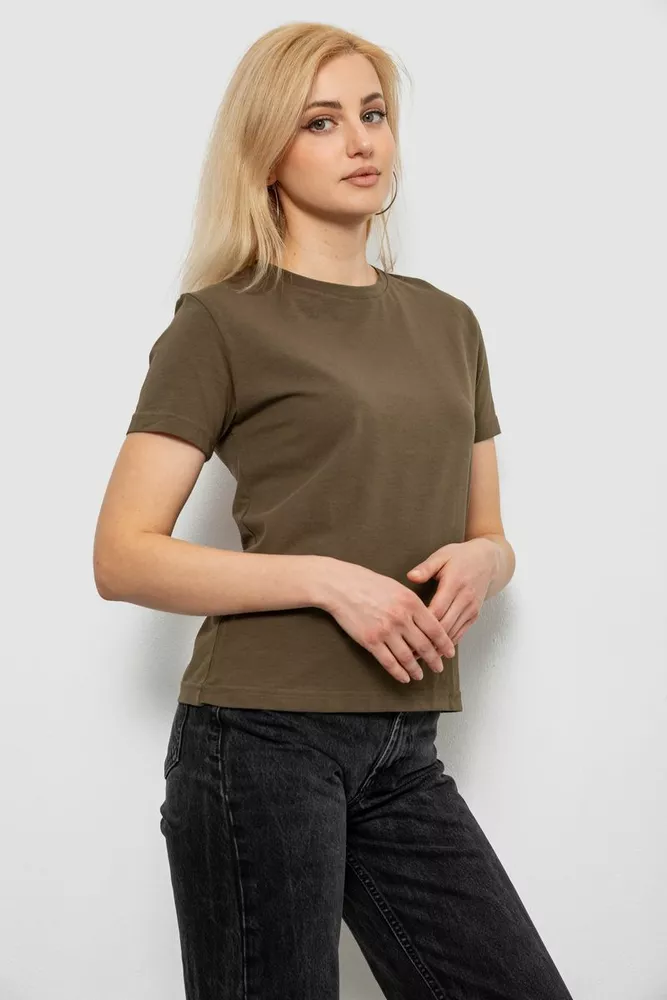 Купить Футболка женская однотонная, цвет хаки, 244R802-5 - Фото №3