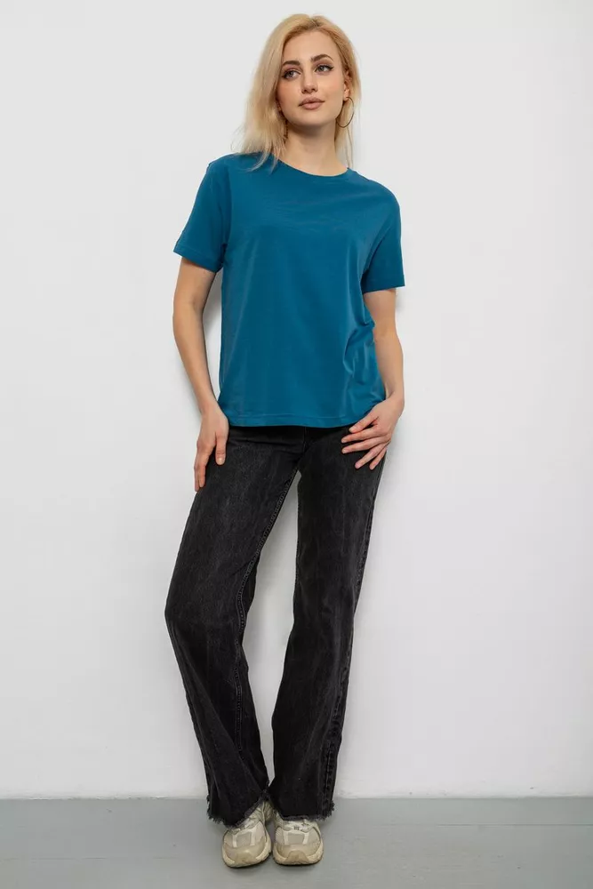 Купити Футболка жіноча однотонна, колір джинс, 244R802-5 - Фото №2