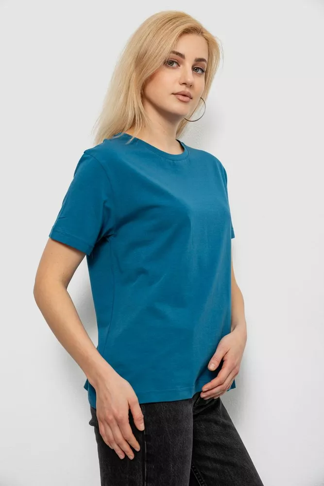 Купити Футболка жіноча однотонна, колір джинс, 244R802-5 - Фото №3