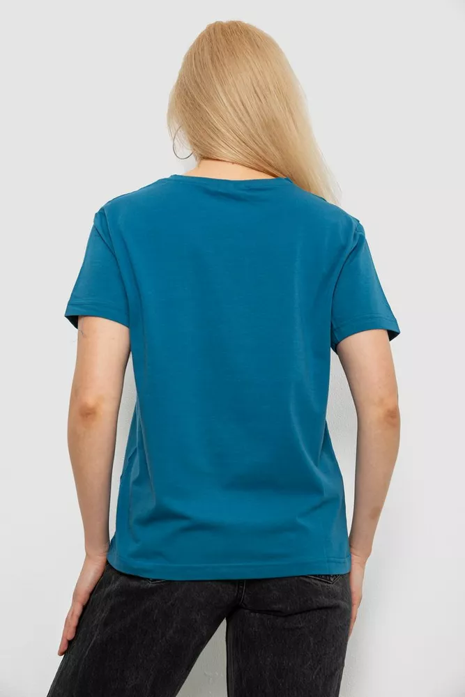 Купити Футболка жіноча однотонна, колір джинс, 244R802-5 - Фото №4
