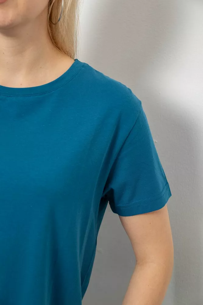 Купити Футболка жіноча однотонна, колір джинс, 244R802-5 - Фото №5