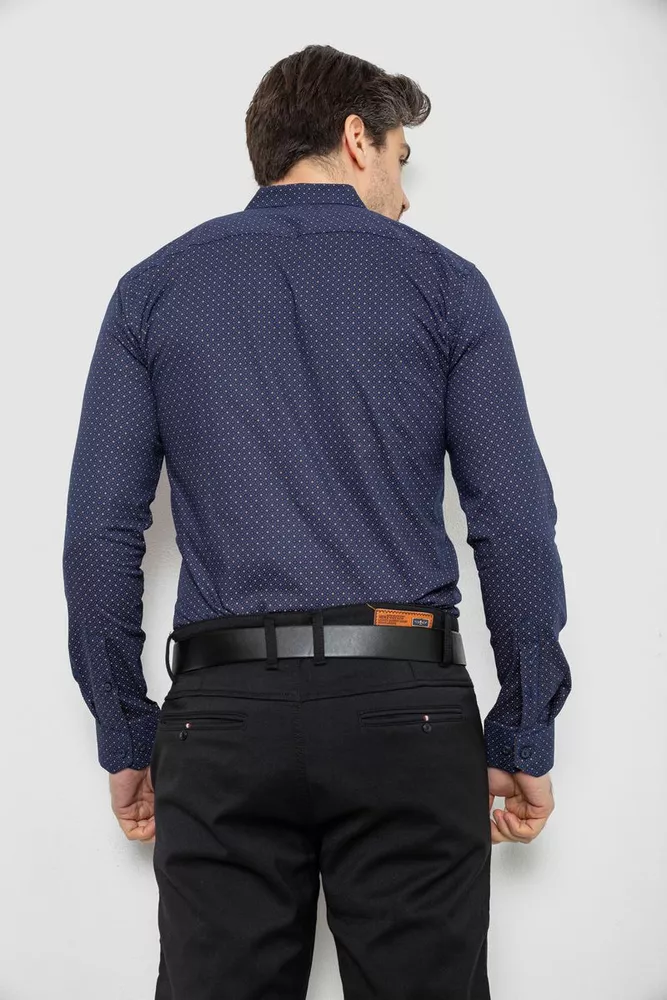 Купити Сорочка чоловіча однотонна з принтом, колір темно-синій, 186R2097 оптом - Фото №4