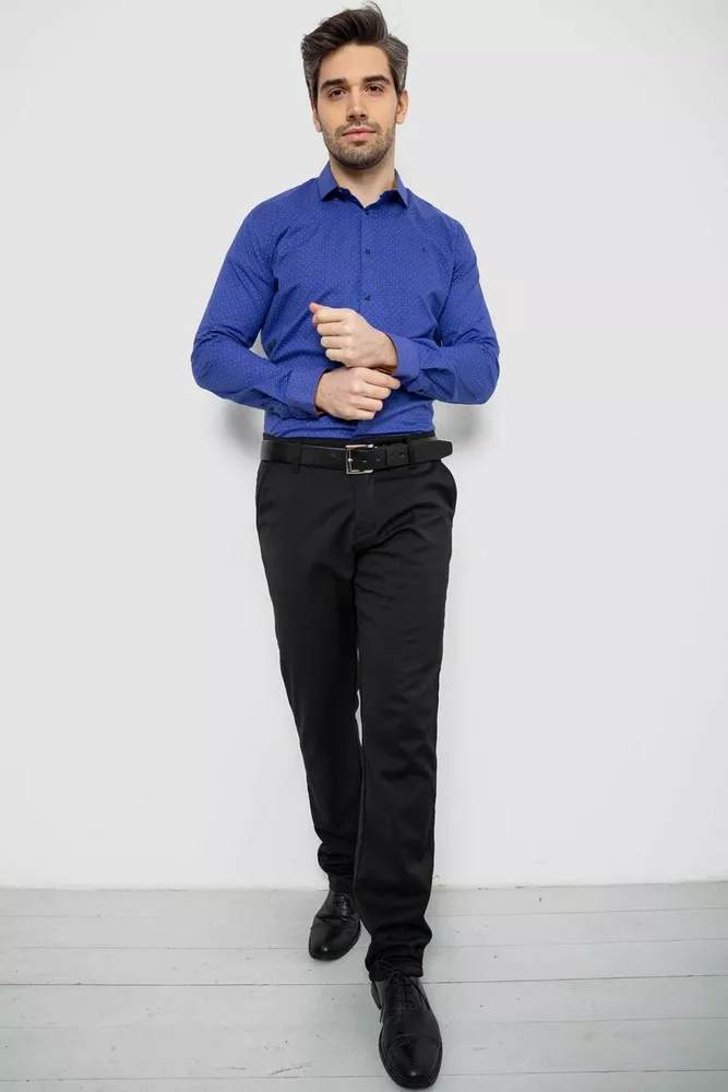 Купити Сорочка чоловіча однотонна з принтом, колір електрик, 186R2097 оптом - Фото №2