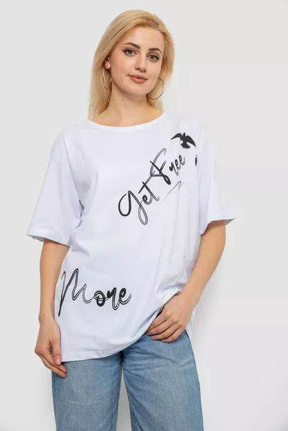 Футболка жіноча з принтом, колір білий, 244R3005