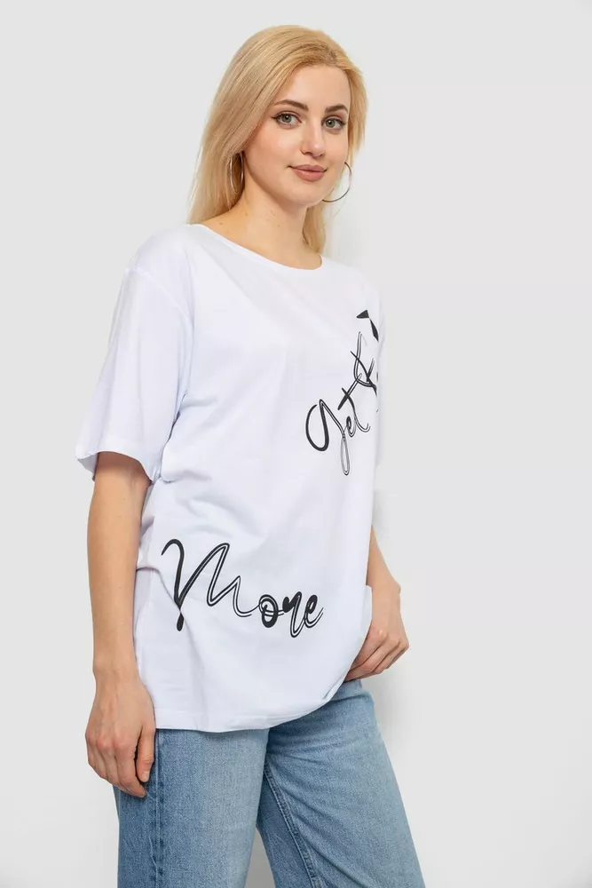 Купити Футболка жіноча з принтом, колір білий, 244R3005 - Фото №3