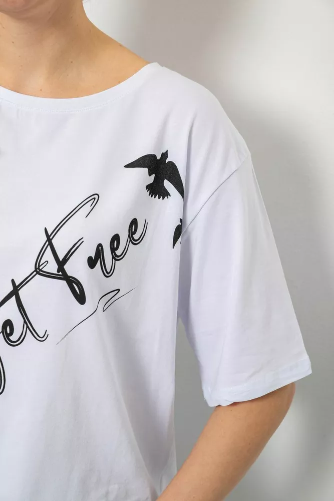 Купити Футболка жіноча з принтом, колір білий, 244R3005 - Фото №5