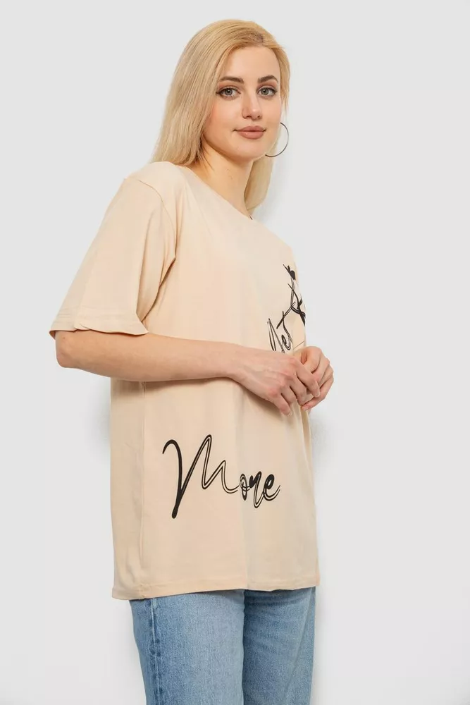 Купить Футболка женская с принтом, цвет бежевый, 244R3005 - Фото №3