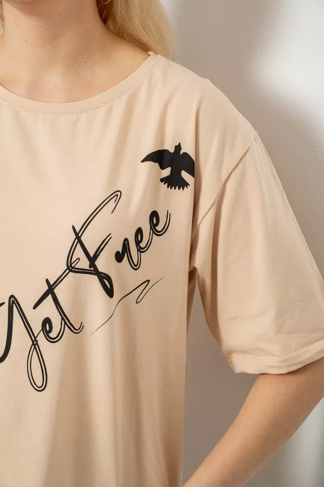 Купить Футболка женская с принтом, цвет бежевый, 244R3005 - Фото №5