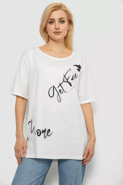 Футболка жіноча з принтом, колір молочний, 244R3005