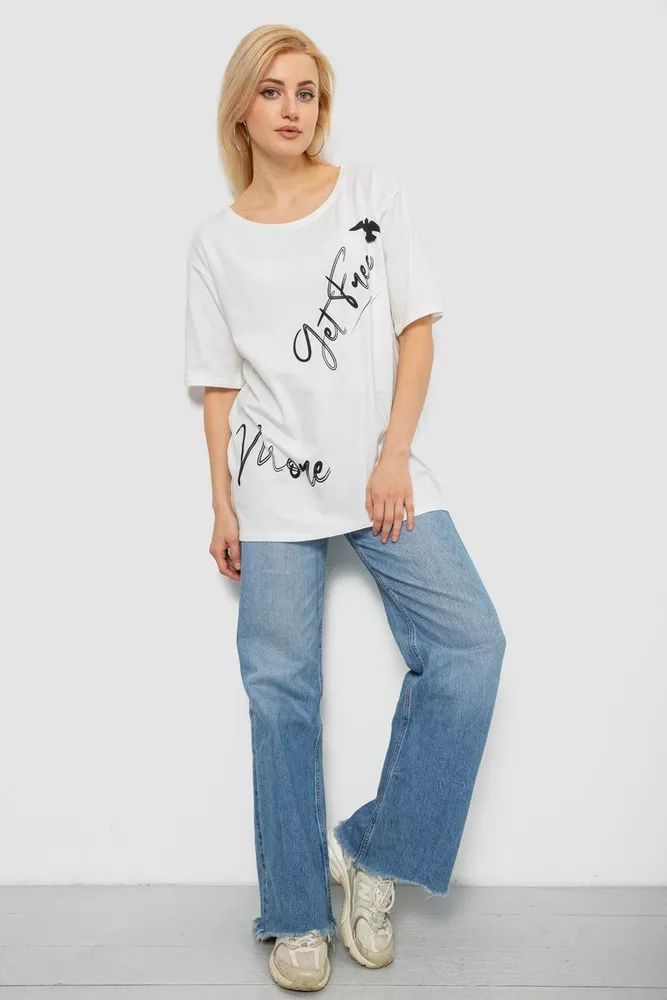 Купити Футболка жіноча з принтом, колір молочний, 244R3005 - Фото №2
