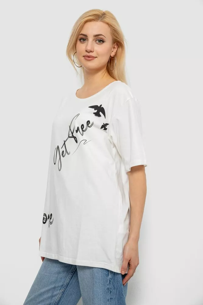 Купити Футболка жіноча з принтом, колір молочний, 244R3005 - Фото №3