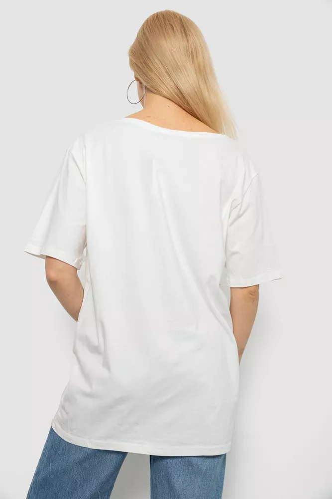 Купити Футболка жіноча з принтом, колір молочний, 244R3005 - Фото №4