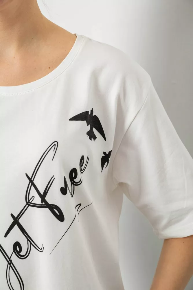 Купити Футболка жіноча з принтом, колір молочний, 244R3005 - Фото №5