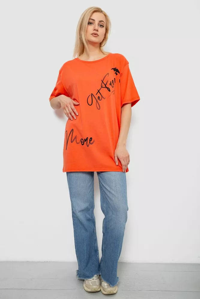 Купить Футболка женская с принтом, цвет оранжевый, 244R3005 - Фото №2