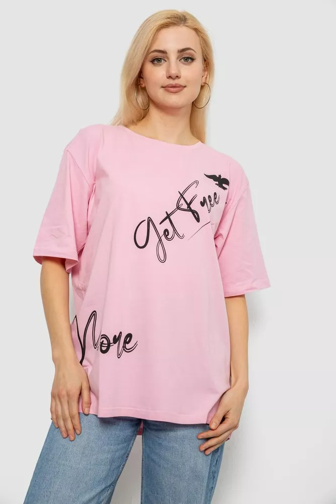Купить Футболка женская с принтом, цвет розовый, 244R3005 - Фото №1