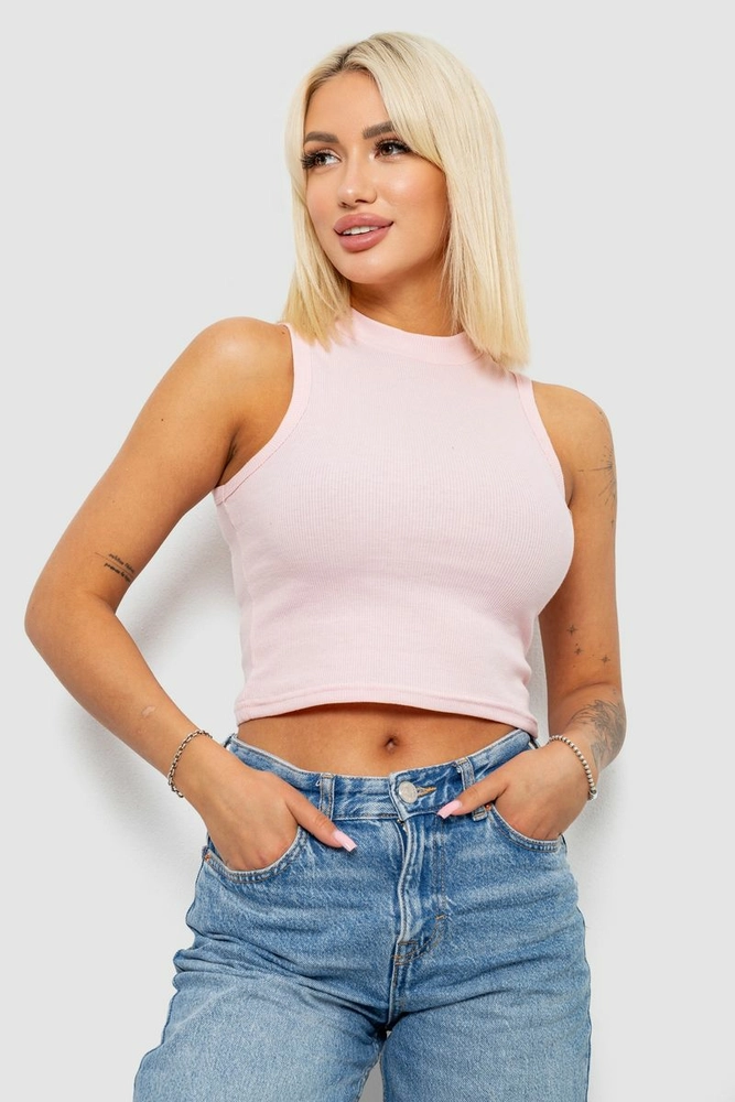 Купить Топ женский однотонный в рубчик, цвет розовый, 221R5077 - Фото №1