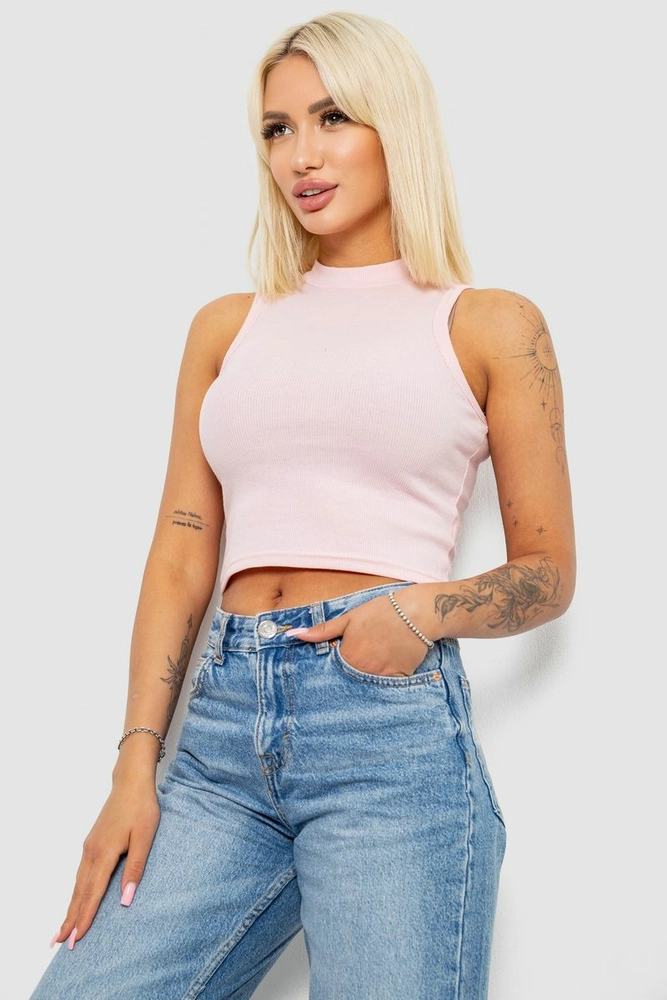 Купить Топ женский однотонный в рубчик, цвет розовый, 221R5077 - Фото №3