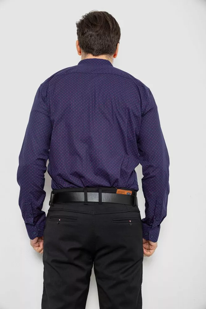 Купить Рубашка мужская однотонная с принтом, цвет синий, 186R2097 оптом - Фото №4
