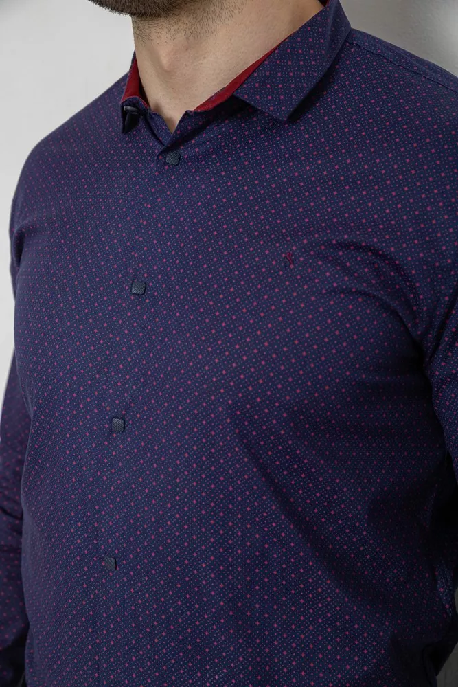 Купить Рубашка мужская однотонная с принтом, цвет синий, 186R2097 оптом - Фото №5