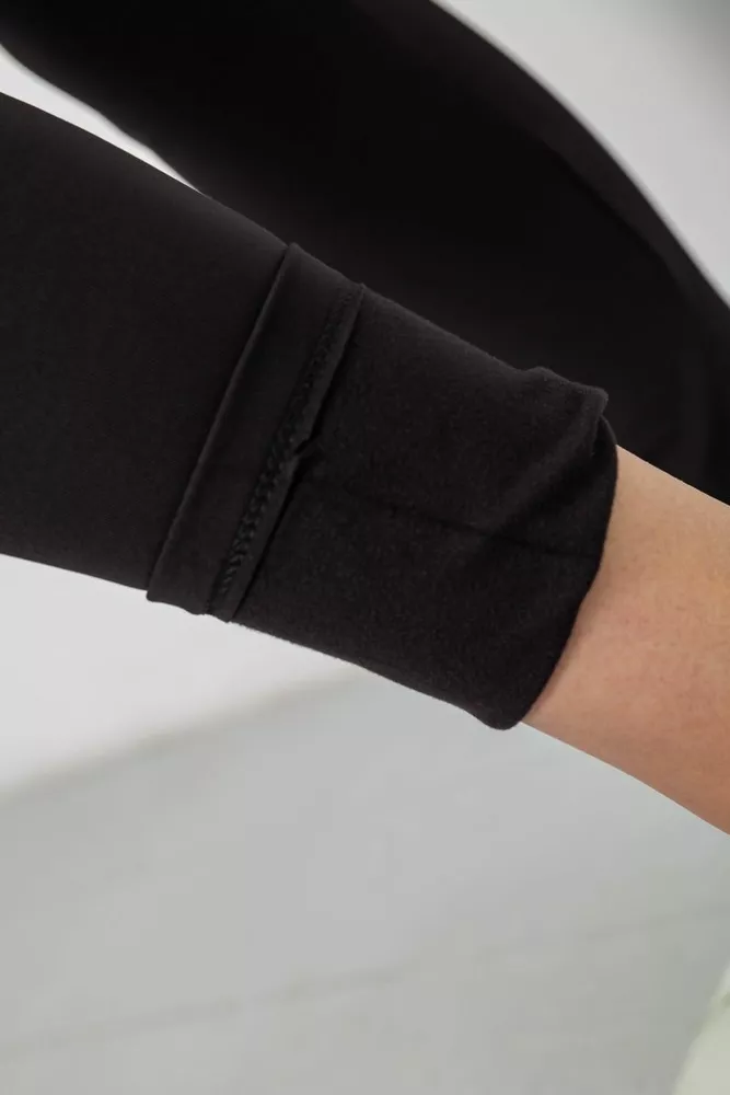 Купити Лосини жіночі однотонні на флісі, колір чорний, 214R329-1 - Фото №7