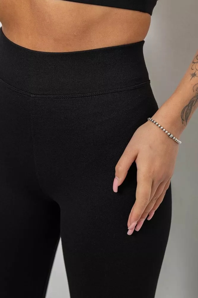 Купити Лосини жіночі однотонні на флісі 214R329-1, колір Чорний оптом - Фото №5