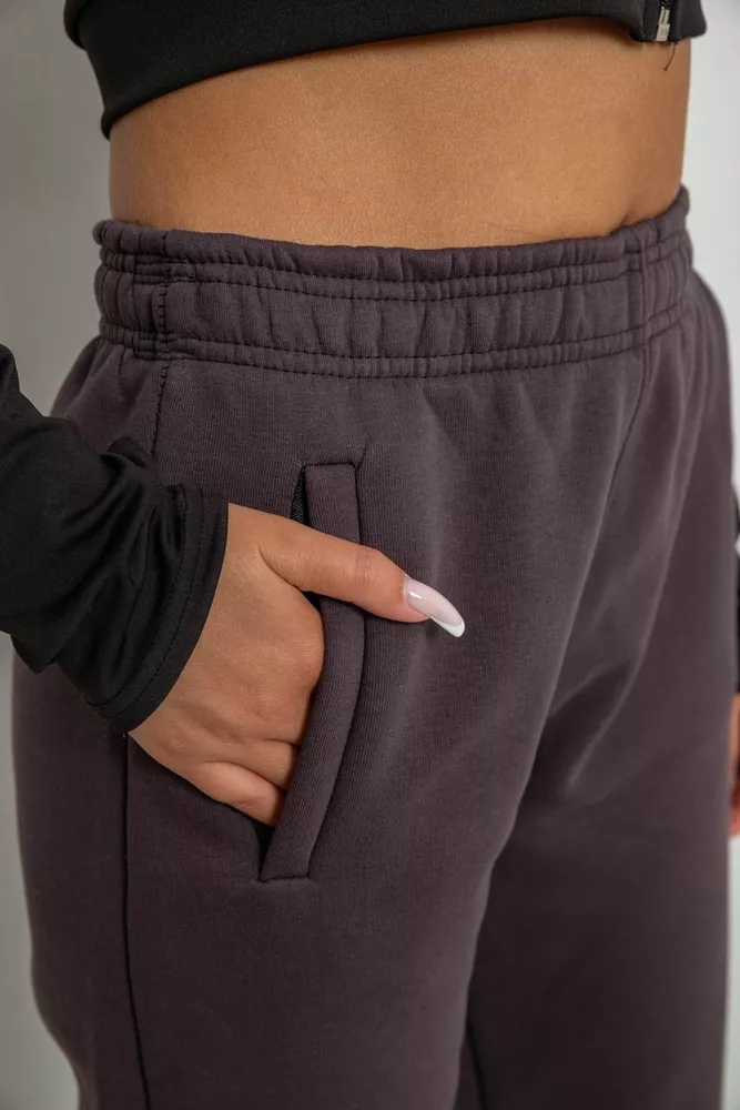 Купить Спортивные штаны женские на флисе, цвет коричневый, 238R58641-2 - Фото №5